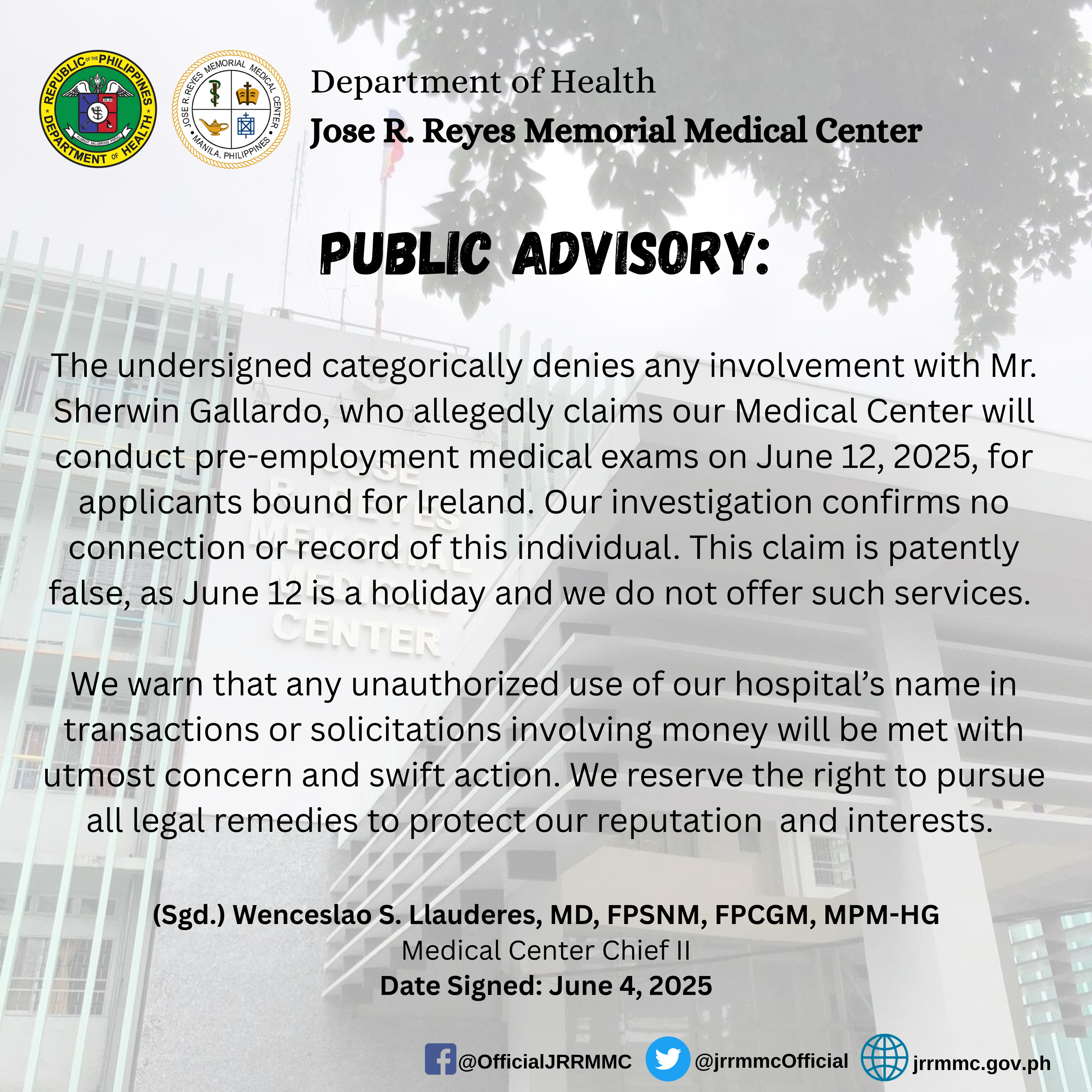 Public Advisory MCC1